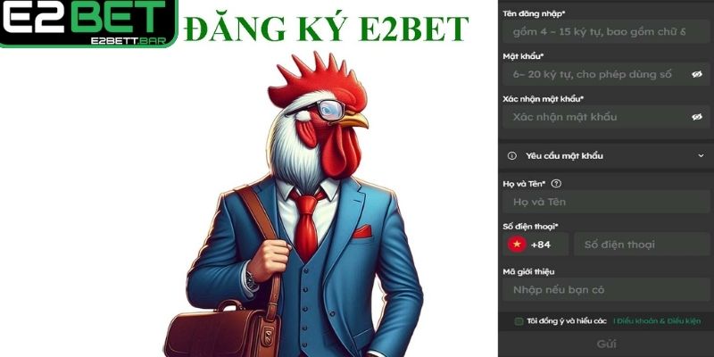 Thao tác đăng ký tài khoản thành viên E2BET